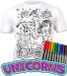 SPLAT PLANET Unicorn T-shirt met 10 uitwasbare stiften - 9-11 jaar