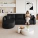 Pangivo Canapé d'angle en L 4 places en tissu chenille noir 266 cm modulaire sans montage