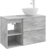 vidaXL Badkamermeubel Set 2 st Betongrijs Bewerkt hout