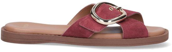 Manfield - Dames - Rode suède slippers - Maat 40