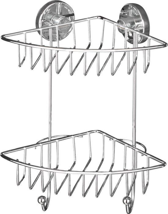 WENKO Vacuum-Loc Hoekrek 2-laags Bari chroom - Doucherek