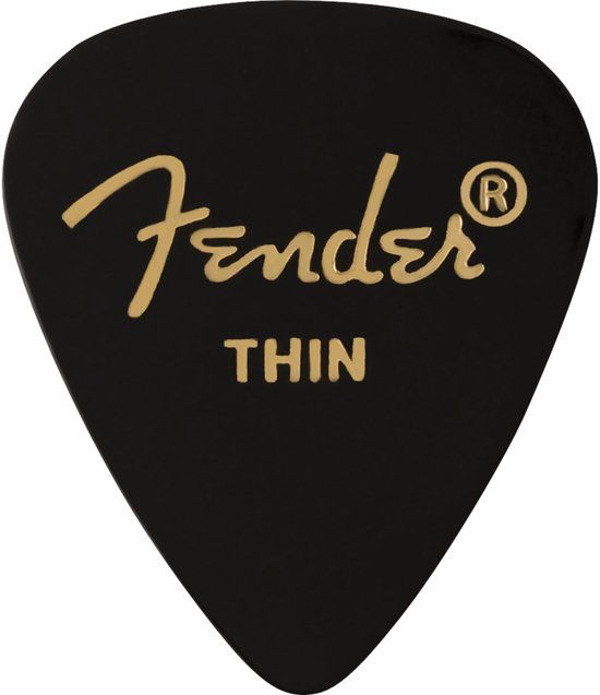 Fender 351 Shape Classic Picks Celluloid Plectrums - 12 Pack - Thin - Black