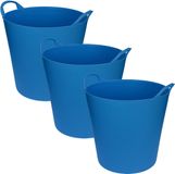 Merkloos / Sans marque Flexibele emmer/wasmand/kuip - 3x - blauw - 20 liter