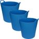 Merkloos / Sans marque Flexibele emmer/wasmand/kuip - 3x - blauw - 20 liter