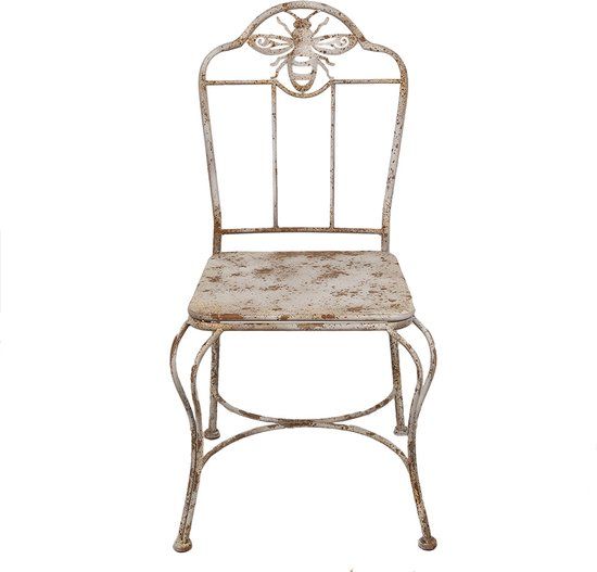 Clayre & Eef Tuinstoel - 47x47x91 cm - Wit/Bruin - Metaal