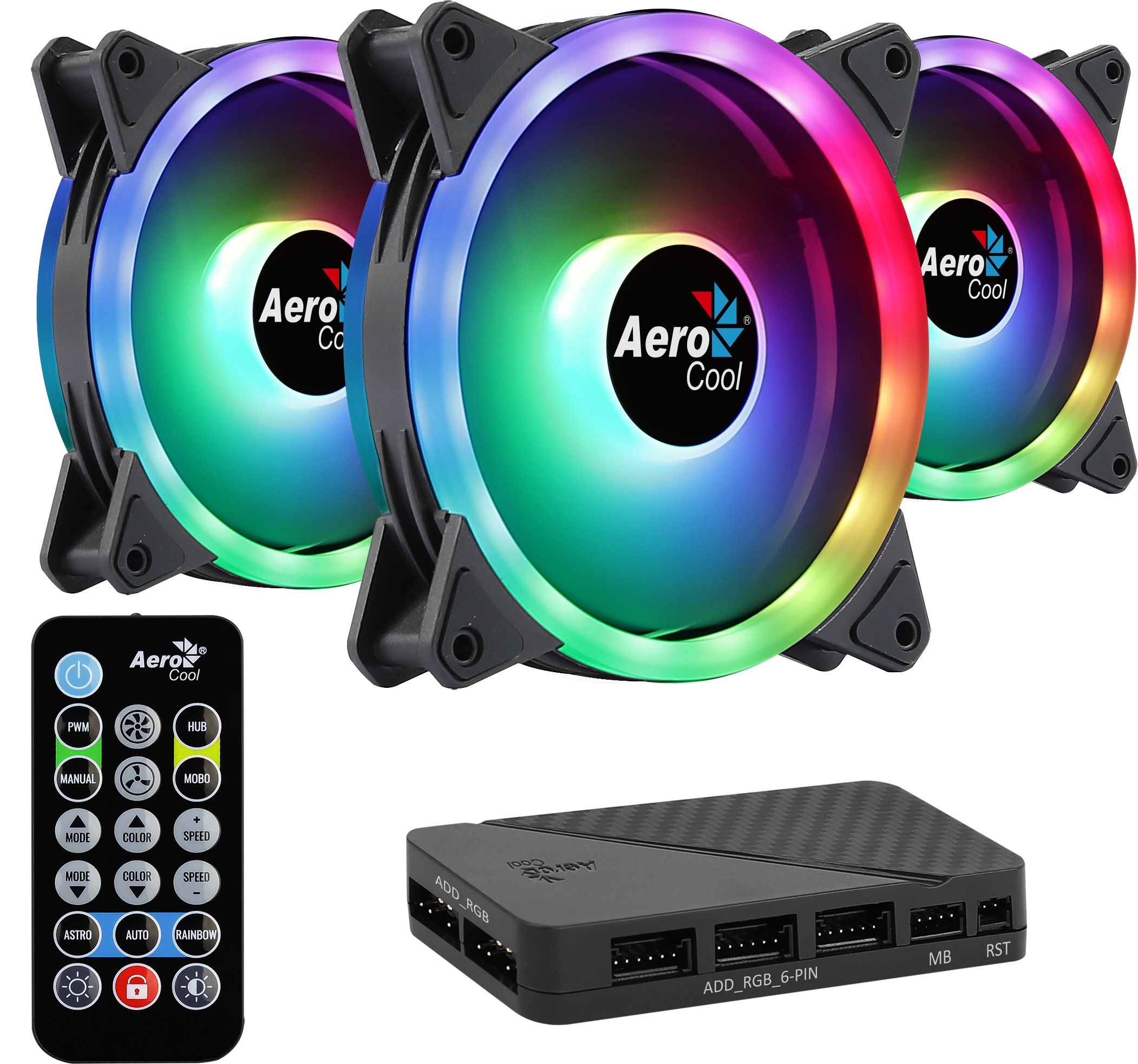 Aerocool Duo 12 Pro - 120mm Case Fan - 3 Pack - Black