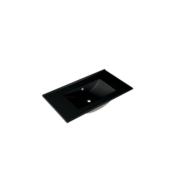 Adema Night meubelwastafel 81x2x46cm met overloop 1 wasbak 1 kraangat Keramiek Mat Zwart 2080E Matt Black