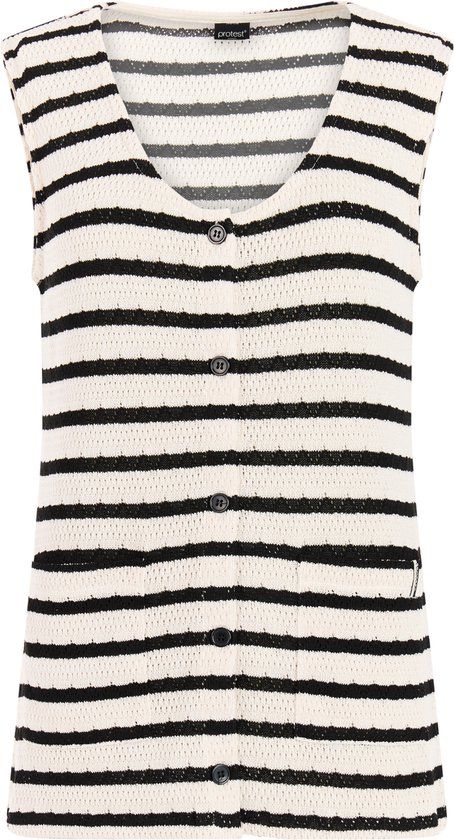 Protest PRTLilian - Singlet Dames - Normale pasvorm - V hals - Knoopsluiting - Crème
