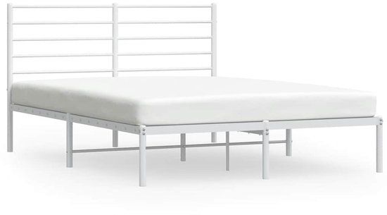 vidaXL Bedframe met hoofdbord Metaal Wit 120x190 cm
