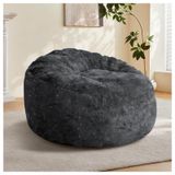OKWISH Zitzakstoel Met Hoge Rug - Flanel - Zwart