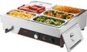 VEVOR Commerciële Voedselwarmer met 6 Containers (1/3 Formaat) & Netsnoer, 1500W Roestvrijstalen Buffetwarmer