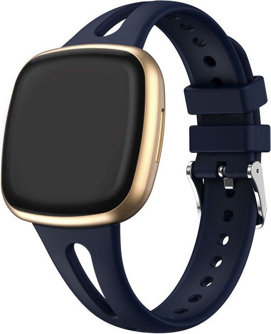 Strap-it Luxe siliconen bandje - Fitbit Versa 3 / 4 / Sense / Sense 2 - Donkerblauw - L