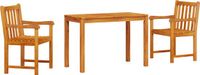 vidaXL Eettafel Set 3-delig Bruin Massief Acacia Hout