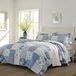 Laura Ashley Quilt Set-100, omkeerbaar, lichtgewicht en ademend beddengoed, voorgewassen voor extra zachtheid, katoen, blauw, queensize