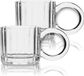Tasses à expresso en verre sans marque, lot de 2, tasses à thé en verre gravé transparent style vintage avec anse - Capacité de 8,4 oz - Verres Demitasse pour cappuccino latte - Boissons chaudes (rayures verticales)