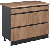 Vicco Keukenonderkast R-Line, Goudkleurig Eiken/Antraciet, 100 cm goudkleurig eiken werkblad