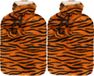 H&S Collection Warmwaterkruik - 2x - met zachte dierenprint hoes - oranje/zwart - 1,75L