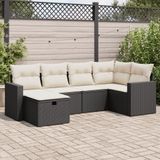 Maison Exclusive - Ensemble de meubles de jardin 6 pièces avec canapé et coussins, noir, en polyrotin