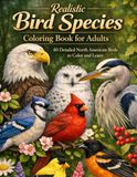 Realistic Bird Species Coloring Book for Adults: 40 Detailed North American Birds to Color and Learn | Eagles, Owls, Hawks, Herons, Cardinals, and More