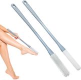 2 pièces brosse de pied pour sous la douche et brosse de gommage du dos avec long manche - brosse de bain, brosse de corps