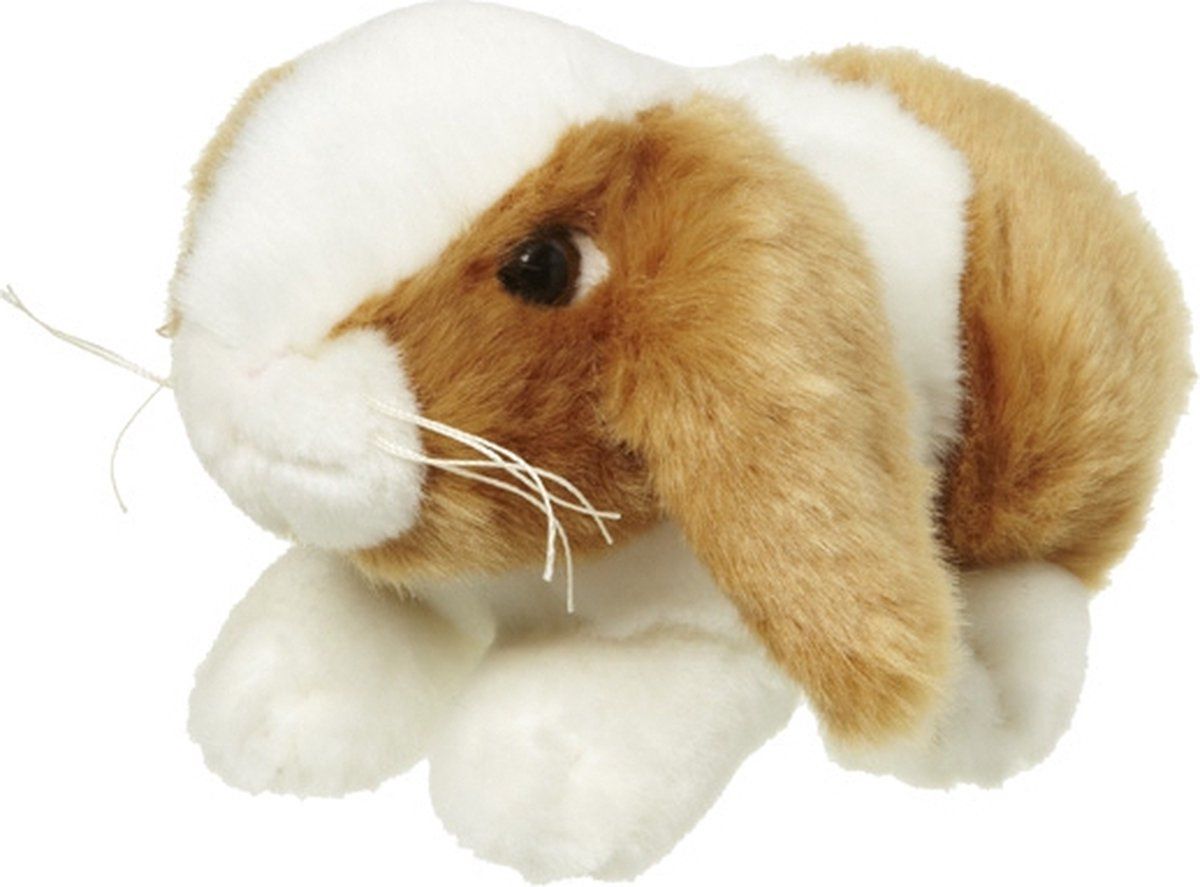 Nature Planet Pluche knuffel konijn bruin/wit 18 cm