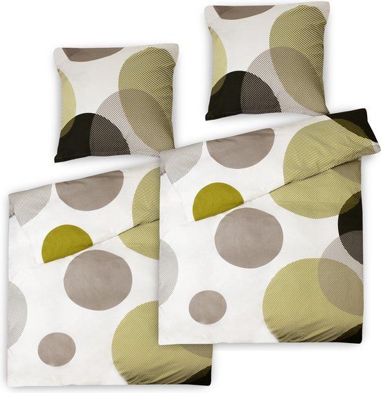 Beautissu Nela - Dekbedovertrek Tweepersoons - 155x220 cm - Groen Ornamenten - Katoen Renforcé