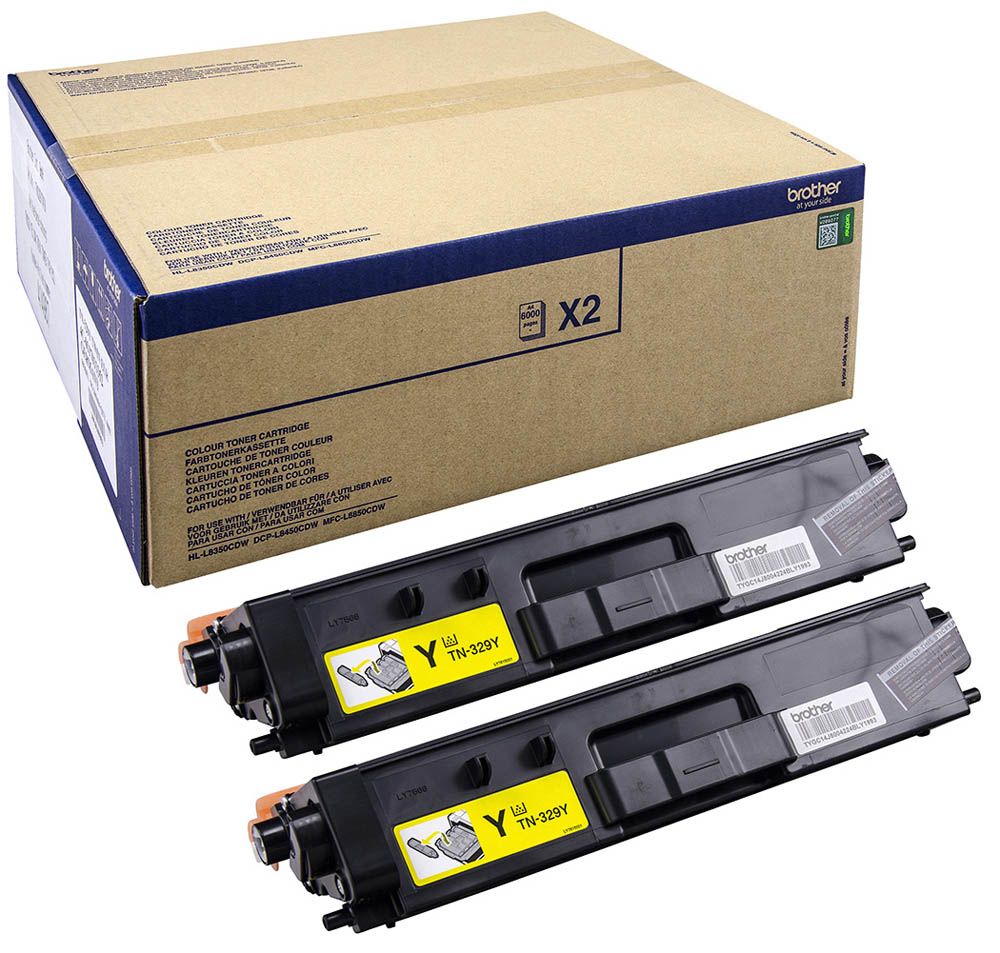 Brother TN-329YTWIN - Tonercartridge - geel - 2 stuks