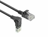 ACT Zwarte 3 meter U/UTP CAT6A LSZH slimline patchkabel met RJ45 connectoren, recht naar 90° haaks beneden