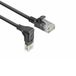 ACT Zwarte 3 meter U/UTP CAT6A LSZH slimline patchkabel met RJ45 connectoren, recht naar 90° haaks beneden