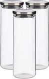 Vivalto Set van 3x stuks glazen luxe keuken voorraadpotten/voorraadbussen 1700 ml