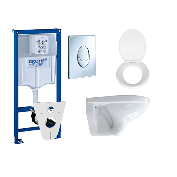 Adema Classic toiletset compleet met inbouwreservoir softclose zitting en bedieningsplaat chroom