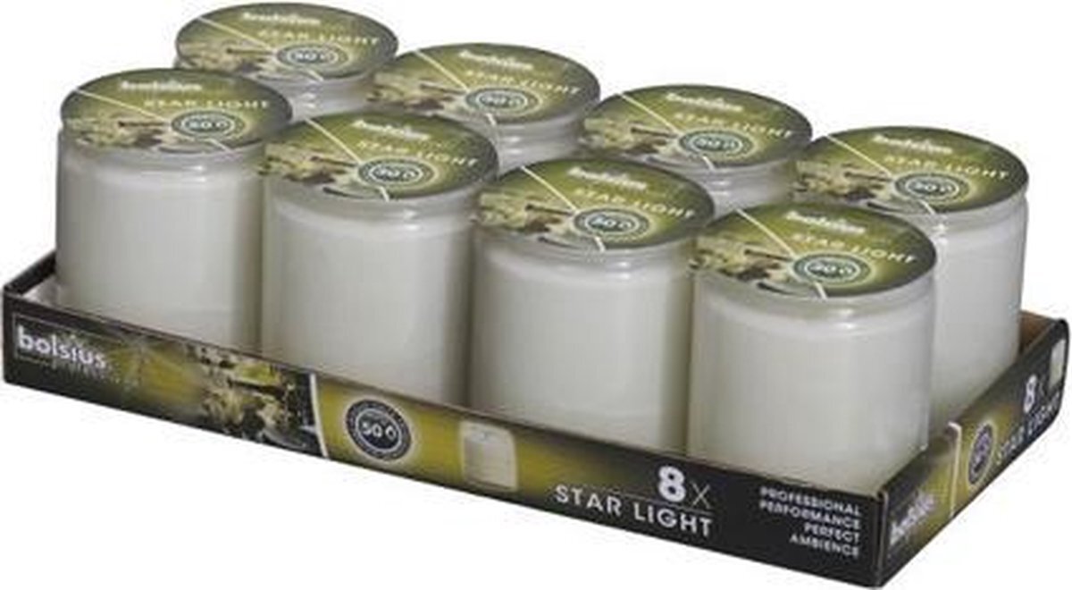 Bolsius 103422531800 Starlight Jar kaars, helder (Pack van 8)