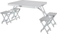 Campart Campingtafel TA-0875 - Picknicktafelset 4 personen - Wit