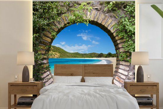 Nr1Wallpaper Fotobehang Strand - Zee - Doorkijk - 280x280 cm - Vlies - Multicolor
