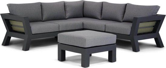 Santika Yovita Hoek Loungeset - 5 Zits - Grijs-antraciet