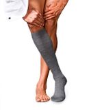 FALKE No. 6 Finest Merino & Silk Kniekousen Heren Grijs - Maat 45-46