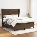 vidaXL Boxspringbed met matras, stof, donkerbruin, 140x190 cm