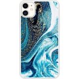 Apple iPhone 11 Marbre bleu paillete Verstevigd hoesje met sublimatie bedrukking