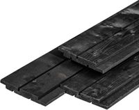 Merkloos Channelsiding Noord-Europees vuren zwart gespoten 1,8x14,5x420 cm
