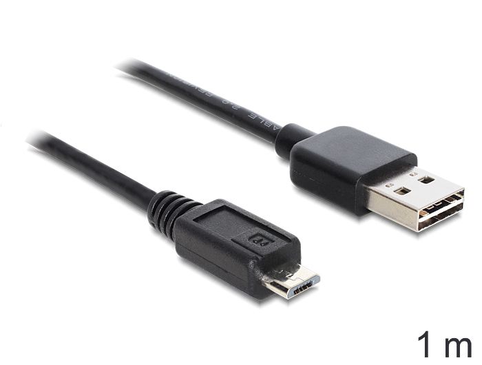 DeLOCK EASY-USB 2.0-A - USB 2.0 micro-B, 1m - Zwart