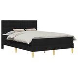 vidaXL Bedframe met matras met hoofdeinde Zwart 140 x 200 cm Stof