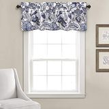 Lush Decor Cynthia Jacobean Valance bloemenprint enkel gordijn, 18" L, blauw