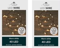 Anna's Collection Set de 2x guirlande lumineuse - 40 ampoules blanc chaud - 200 cm