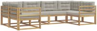 vidaXL - Bank loungeset - 6 zitplaatsen - Wit en lichtgrijs - Acacia hout