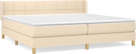 vidaXL Boxspring met matras stof crèmekleurig 200x200 cm