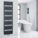 Hudson Reed Sèche-serviettes moderne avec design incurvé Chauffage pour salle de bain - Raccordement central | 180cm x 50cm - Noir | Arch