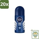 Nivea 20 x Cool Kick Men's Roll-on Deodorant - 48 Hour Antiperspirant Protection - 50 ml