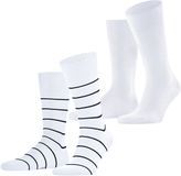 Esprit Modern Stripe 2-Pack Sokken Heren Wit Maat 43-46