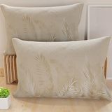 PETTI Artigiani Italiani - 1 paar kussenslopen 50 x 70 cm van microvezel, decoratief kussen voor slaapkamer, bank, woonkamer, set van 2 kussenslopen, blad-taupe, 100% Made in Italy