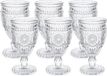 Set de 6 verres à vin, chacun de 300 ml (10 oz) - Verres à vin avec un design romantique en relief